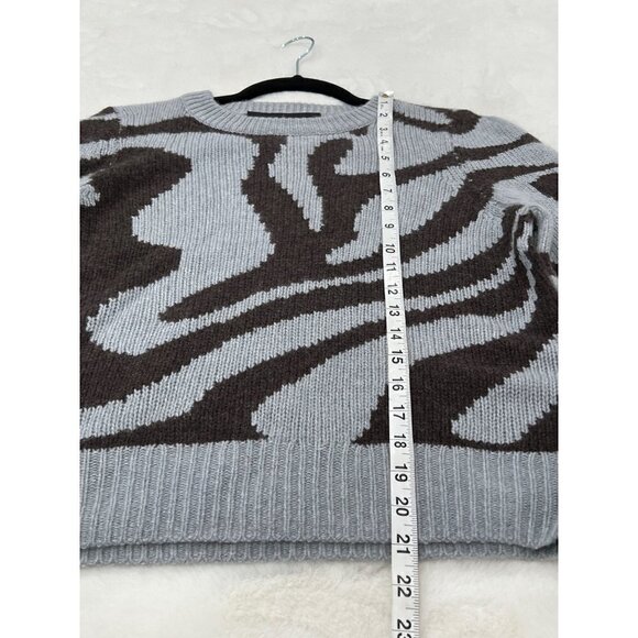 NWT 360 Cashmere Persia Sweater Misty Blue/Espresso Size-S MSRP $498 - Picture 6 of 11